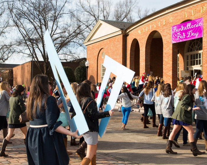 Hundreds of women committed to six sororities last month on bid day, but a seventh option could be available next year. Photo courtesy of Dante Durrman