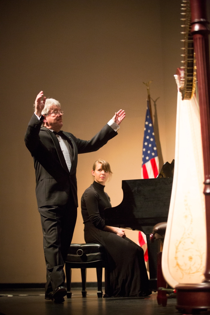 Dr. Les Hicken conducts the Furman Ban Extravaganza event on the evening of Fri., April 4. Photo courtesy of Dante Durrman