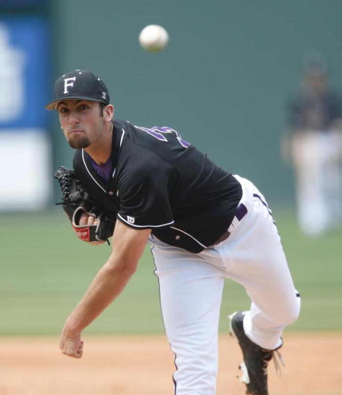 Senior Ryan Dittmar threw 3.1 scoreless innings against Davidson on Saturday in his most successful relief outing of the season. Photo courtesy of Furman Athletics