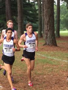 Cross country runners Troy Reeder, Frank Lara and Josh Brickell in full stride as Furman runs to a great finish. Photo courtesy of Taylor Adams