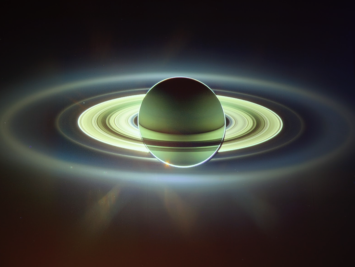 The planetary phenomena pictured above is Saturn in eclipse. NASA's Cassini Missino has been orbiting around since 2014. Photo courtesy of Brett Jordan, Creative Commons.